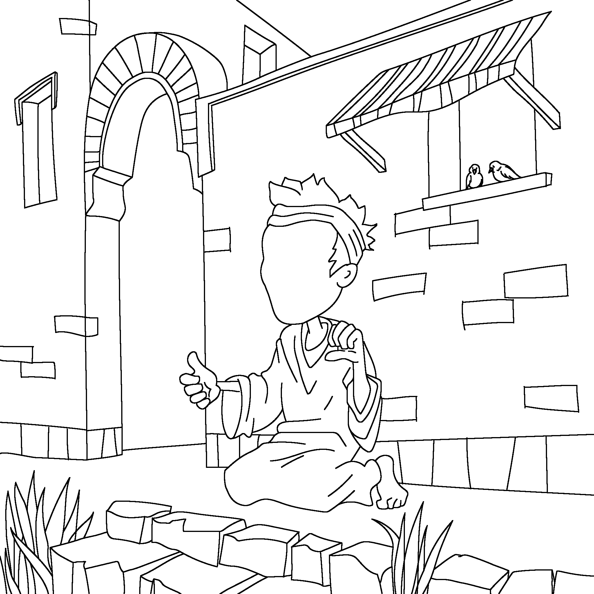 Jesus heals a blind man.